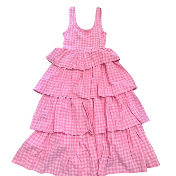New Entro Pink Gingham Maxi Dress, Ruffled Dress, Size Small, NWOT, Girly Dress - Picture 4 of 6